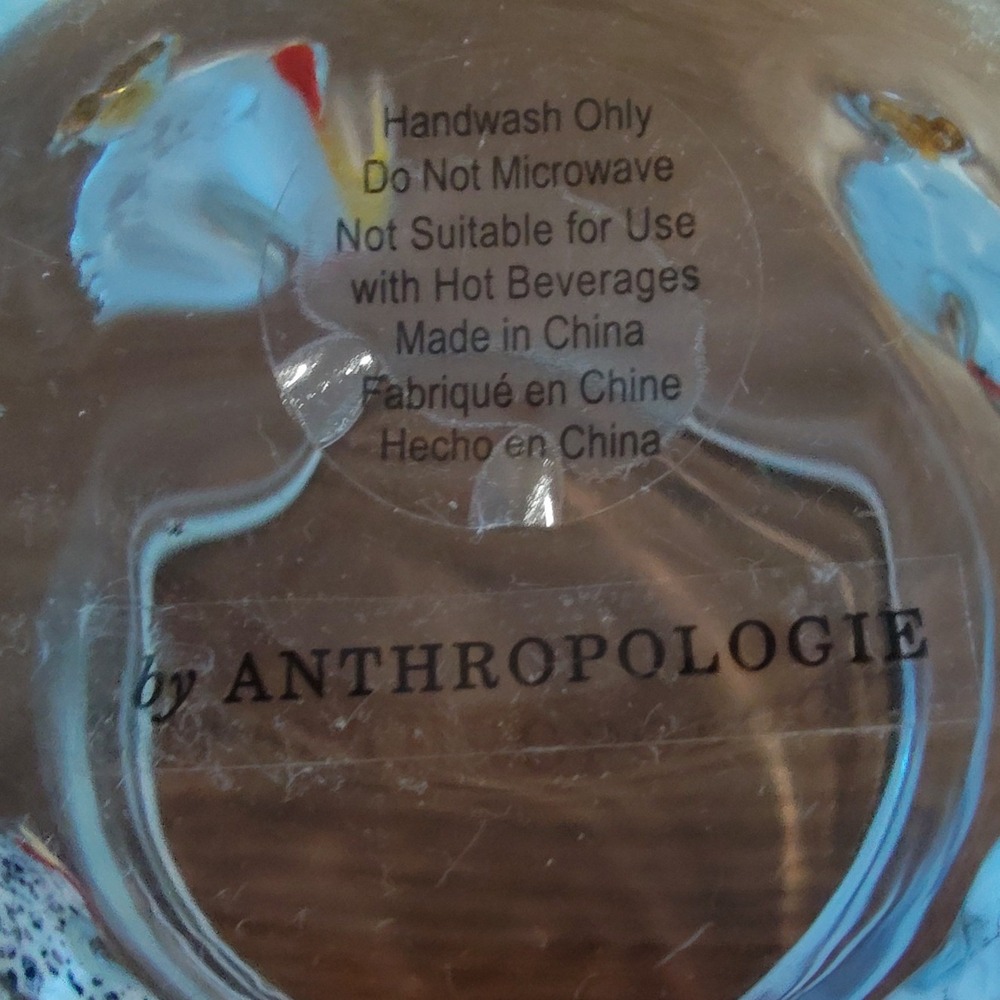 Anthropologie 3D Chicken Rooster Embossed Clear Glass Tumbler Whimsical Glass - Picture 6 of 6